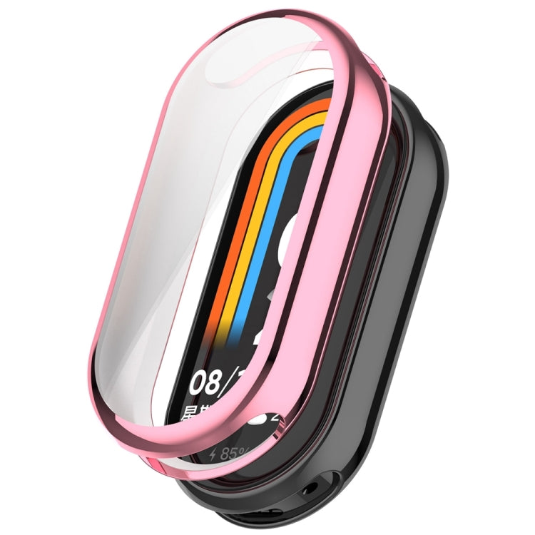 For Xiaomi Mi Band 8 / 9 Ceramic / 10 Ceramic Full Coverage TPU Electroplating Watch Protective Cover(Pink)
