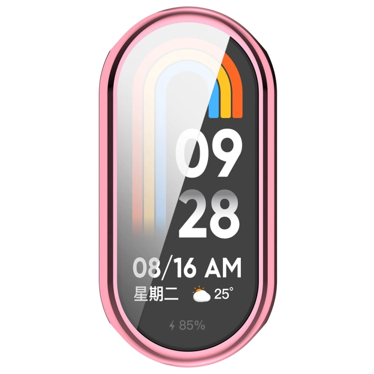 For Xiaomi Mi Band 8 / 9 Ceramic / 10 Ceramic Full Coverage TPU Electroplating Watch Protective Cover(Pink)