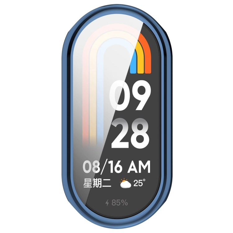 For Xiaomi Mi Band 8 / 9 Ceramic / 10 Ceramic Full Coverage TPU Electroplating Watch Protective Cover(Blue)