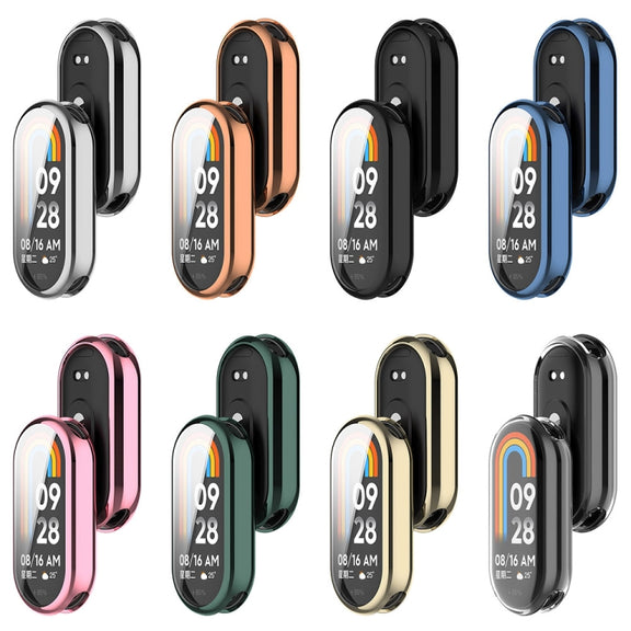 For Xiaomi Mi Band 8 / 9 Ceramic / 10 Ceramic Full Coverage TPU Electroplating Watch Protective Cover(Blue)