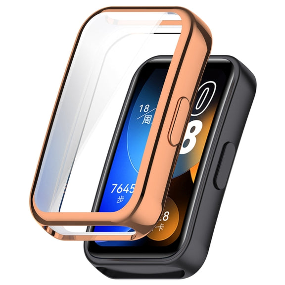 For Huawei Band 8 Full Coverage TPU Electroplating Watch Protective Case(Rose Gold)