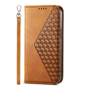 For Xiaomi Redmi Note 13 Pro+ Cubic Grid Calf Texture Magnetic Leather Phone Case(Yellow)