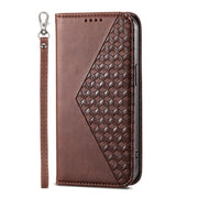 For Xiaomi Redmi 13C Cubic Grid Calf Texture Magnetic Leather Phone Case(Brown)