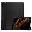 For Samsung Galaxy Tab S10 Ultra / S9 Ultra Custer Pure Color 3-Fold Holder Smart Leather Tablet Case(Black) - free shipping - PMC Jewellery - Order now!
