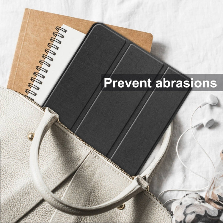 For Samsung Galaxy Tab S10 Ultra / S9 Ultra Custer Pure Color 3-Fold Holder Smart Leather Tablet Case(Black)
