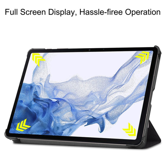 For Samsung Galaxy Tab S9 Custer Painted 3-Fold Holder Smart Leather Tablet Case(Big Eye Me)