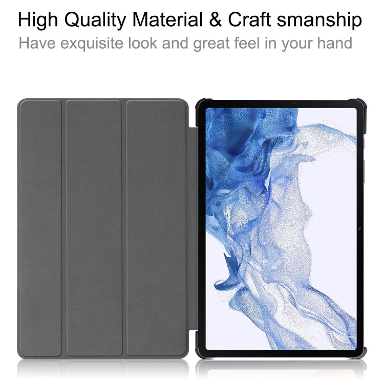 For Samsung Galaxy Tab S9 Custer Painted 3-Fold Holder Smart Leather Tablet Case(Graffiti)