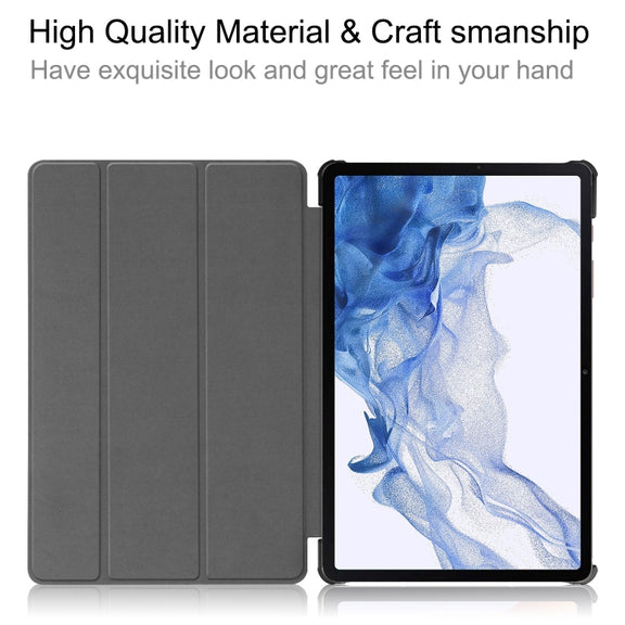 For Samsung Galaxy Tab S9 Custer Painted 3-Fold Holder Smart Leather Tablet Case(Graffiti)