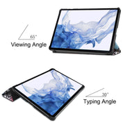 For Samsung Galaxy Tab S9 Custer Painted 3-Fold Holder Smart Leather Tablet Case(Graffiti)