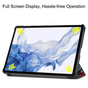 For Samsung Galaxy Tab S9 Custer Painted 3-Fold Holder Smart Leather Tablet Case(Graffiti)