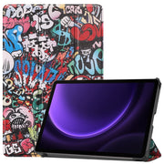 For Samsung Galaxy Tab S9 FE / S10 FE Custer Painted 3-Fold Holder Smart Leather Tablet Case(Graffiti)