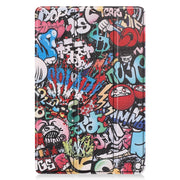 For Samsung Galaxy Tab S9 FE / S10 FE Custer Painted 3-Fold Holder Smart Leather Tablet Case(Graffiti)