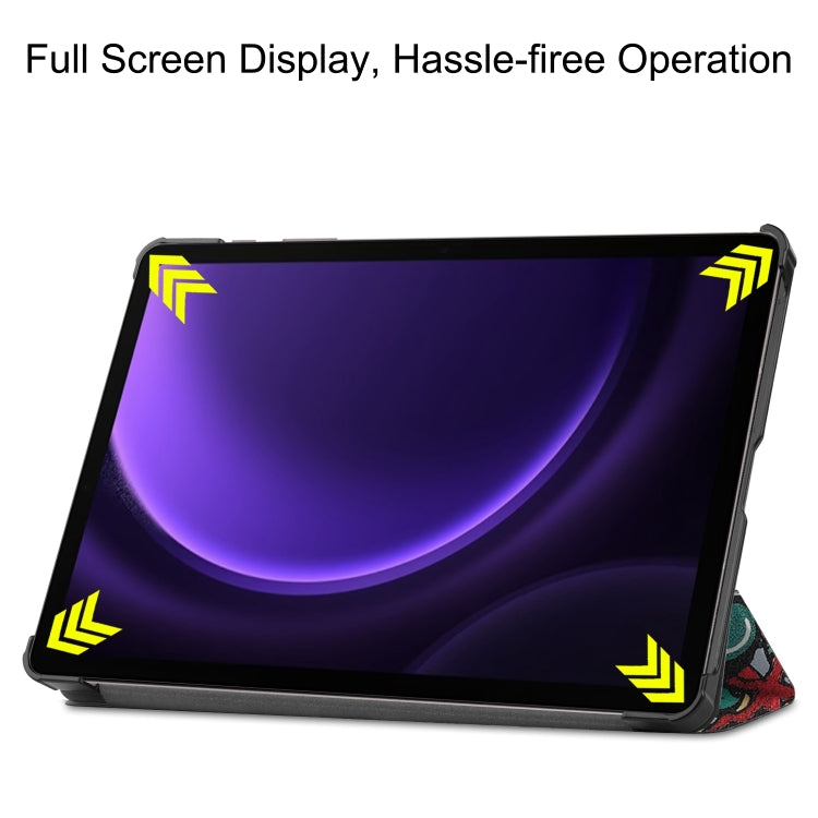 For Samsung Galaxy Tab S9 FE / S10 FE Custer Painted 3-Fold Holder Smart Leather Tablet Case(Graffiti)