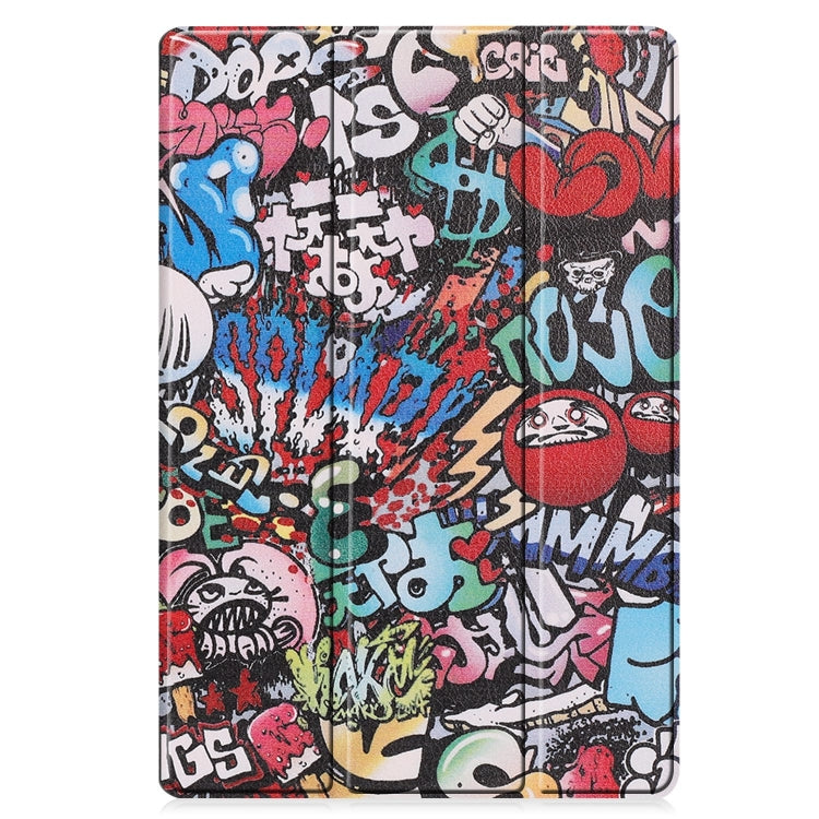 For Samsung Galaxy Tab S9 FE+ / S10+ Custer Painted 3-Fold Holder Smart Leather Tablet Case(Graffiti)