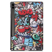 For Samsung Galaxy Tab S9 FE+ / S10+ Custer Painted 3-Fold Holder Smart Leather Tablet Case(Graffiti)