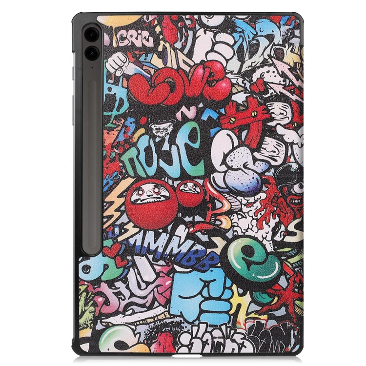 For Samsung Galaxy Tab S9 FE+ / S10+ Custer Painted 3-Fold Holder Smart Leather Tablet Case(Graffiti)