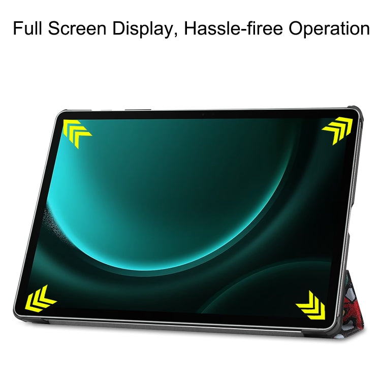 For Samsung Galaxy Tab S9 FE+ / S10+ Custer Painted 3-Fold Holder Smart Leather Tablet Case(Graffiti)