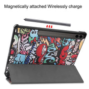 For Samsung Galaxy Tab S9 FE+ / S10+ Custer Painted 3-Fold Holder Smart Leather Tablet Case(Graffiti)