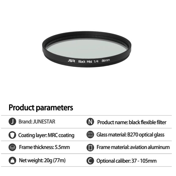 JSR Black Mist Filter Camera Lens Filter, Size:67mm(1/8 Filter)