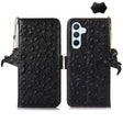 For Samsung Galaxy S24+ Ostrich Pattern Genuine Leather RFID Phone Case(Black) - Galaxy Phone Cases by PMC Jewellery | Online Shopping South Africa | PMC Jewellery | Buy Now Pay Later Mobicred