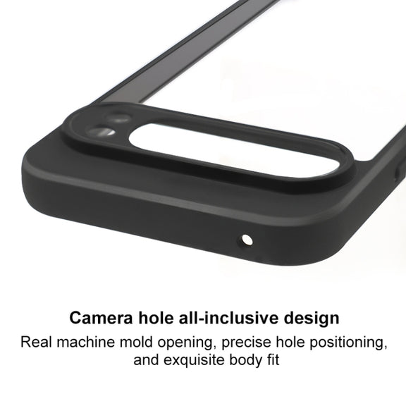 For Google Pixel 9 Frosted TPU + Transparent PC Phone Case(Black)