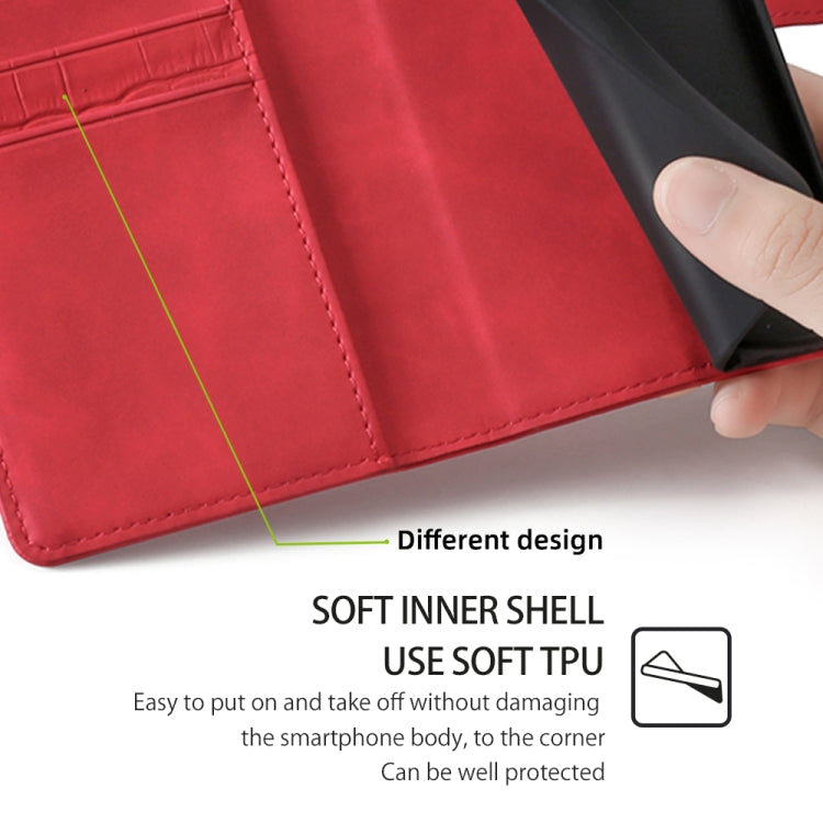 For Honor Magic6 Pro 5G Skin Feel Crocodile Magnetic Clasp Leather Phone Case(Red)