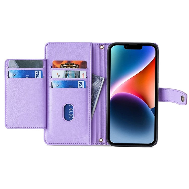 For Huawei Mate 60 Lite Sheep Texture Cross-body Zipper Wallet Leather Phone Case(Purple)