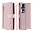 For Honor 90 Pro 5G Sheep Texture Cross-body Zipper Wallet Leather Phone Case(Pink) - Honor Cases by PMC TechLife | Online Shopping South Africa | PMC TechLife | Buy Now Pay Later Mobicred