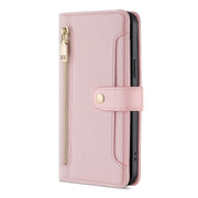 For Honor 90 Pro 5G Sheep Texture Cross-body Zipper Wallet Leather Phone Case(Pink)