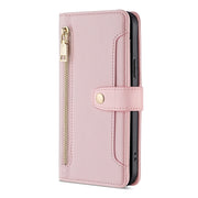 For Honor X6a 4G Sheep Texture Cross-body Zipper Wallet Leather Phone Case(Pink)