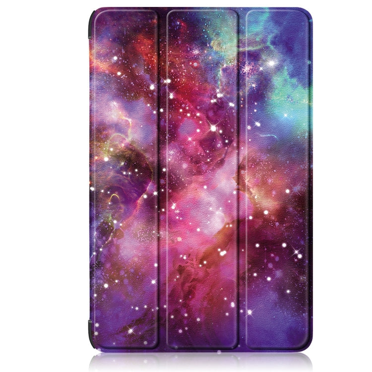 For Samsung Galaxy Tab S9 Ultra Custer Painted 3-Fold Holder Smart Leather Tablet Case(Milky Way Nebula)