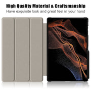 For Samsung Galaxy Tab S9 Ultra Custer Painted 3-Fold Holder Smart Leather Tablet Case(Milky Way Nebula)