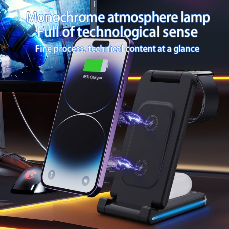 H28 15W 5 in 1 Folding Multifunctional Wireless Charger(Black)