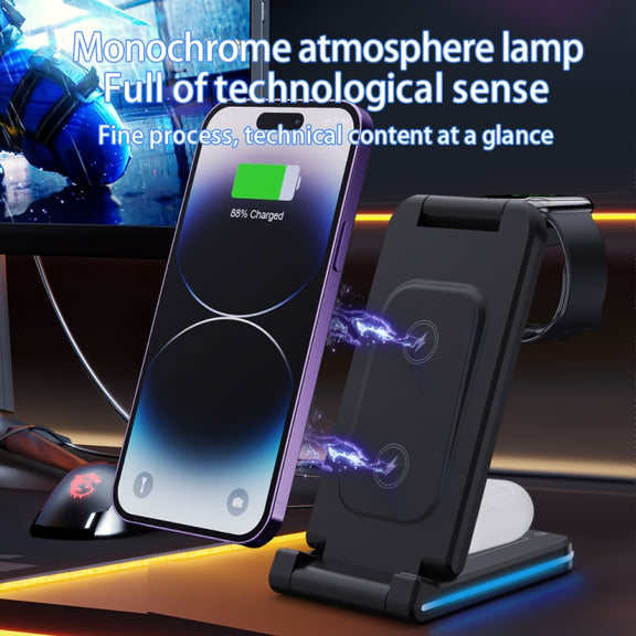 H28 15W 5 in 1 Folding Multifunctional Wireless Charger(Black)