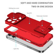 For iPhone 16 Pro Stereoscopic Holder Sliding Camshield Phone Case(Red)