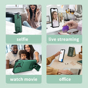 For iPhone 16 Plus Stereoscopic Holder Sliding Camshield Phone Case(Green)
