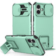 For iPhone 16 Stereoscopic Holder Sliding Camshield Phone Case(Light Blue) - iPhone 16 Cases by PMC TechLife | Online Shopping South Africa | PMC TechLife | Buy Now Pay Later Mobicred