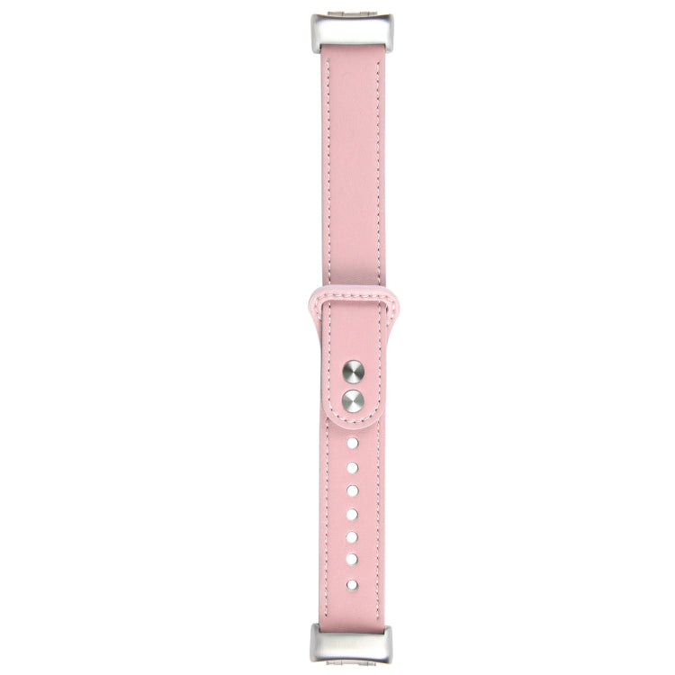 For Fitbit Charge 5 PU Leather Replacement Watch Band(Pink)