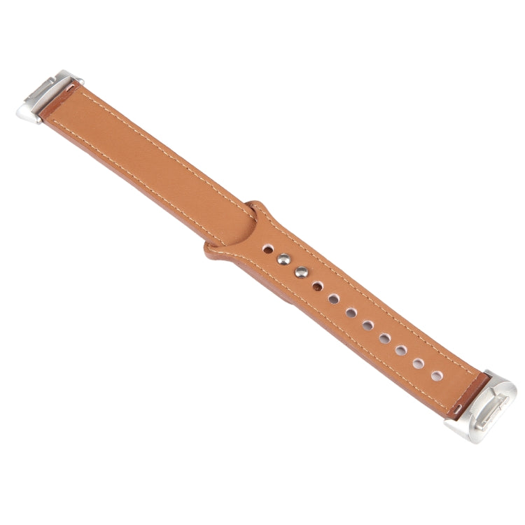 For Fitbit Charge 5 PU Leather Replacement Watch Band(Brown)