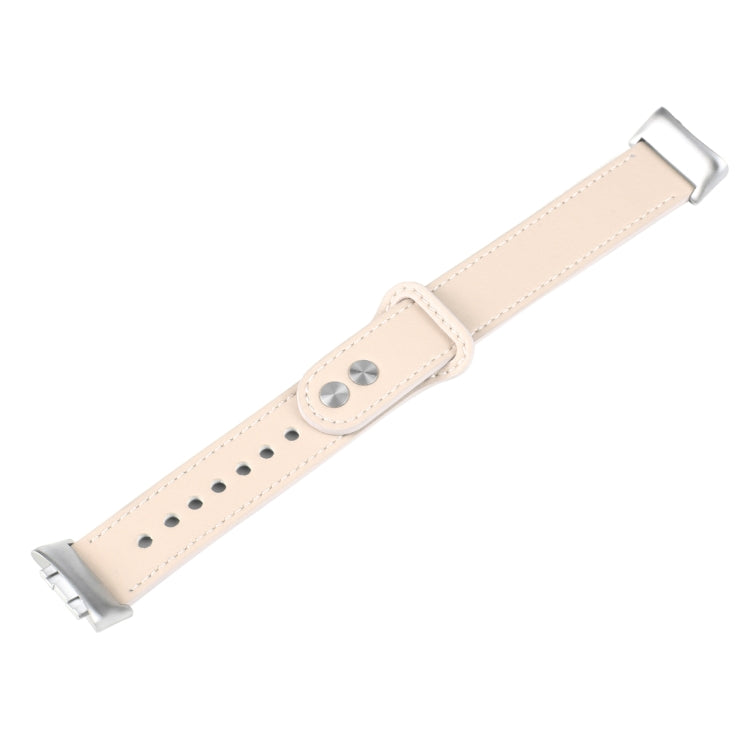 For Fitbit Charge 5 PU Leather Replacement Watch Band(Creamy White)