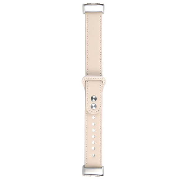 For Fitbit Charge 5 PU Leather Replacement Watch Band(Creamy White)