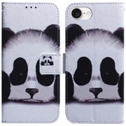 For iPhone 16e Coloured Drawing Flip Leather Phone Case(Panda)