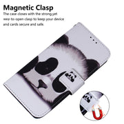 For iPhone 16e Coloured Drawing Flip Leather Phone Case(Panda)