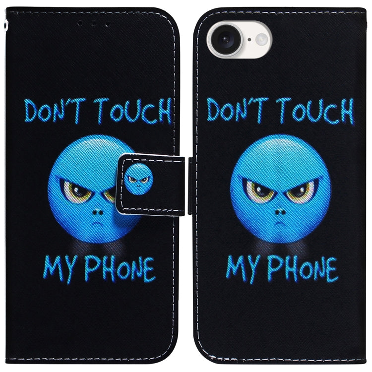 For iPhone 16e Coloured Drawing Flip Leather Phone Case(Anger)