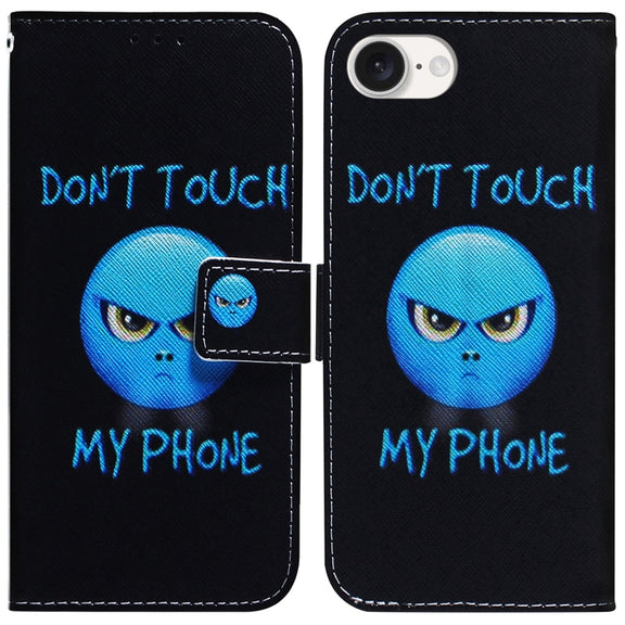 For iPhone 16e Coloured Drawing Flip Leather Phone Case(Anger)