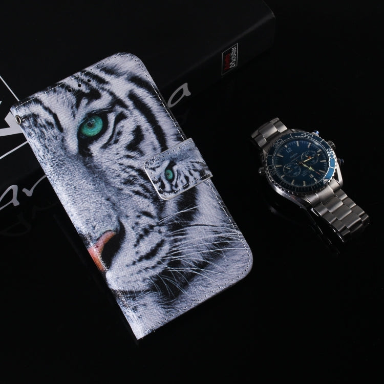 For iPhone 16 Coloured Drawing Flip Leather Phone Case(Tiger)