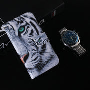 For iPhone 16 Coloured Drawing Flip Leather Phone Case(Tiger)