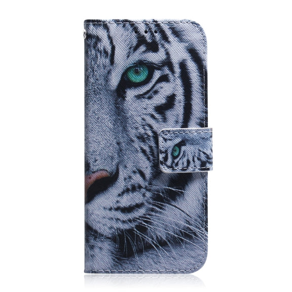 For iPhone 16 Coloured Drawing Flip Leather Phone Case(Tiger)