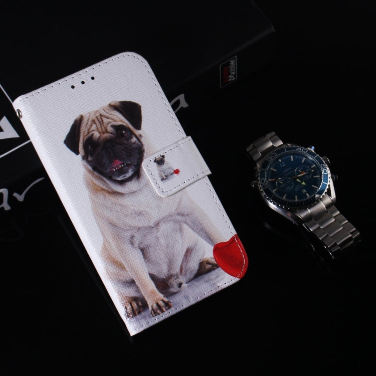 For iPhone 16 Coloured Drawing Flip Leather Phone Case(Pug)