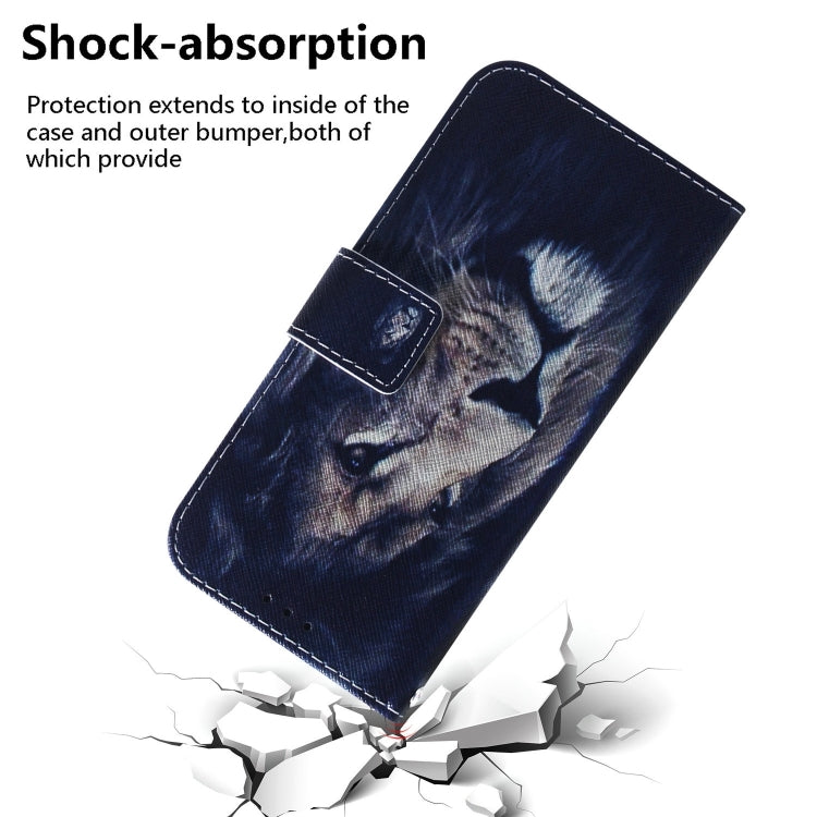 For iPhone 16 Coloured Drawing Flip Leather Phone Case(Lion)